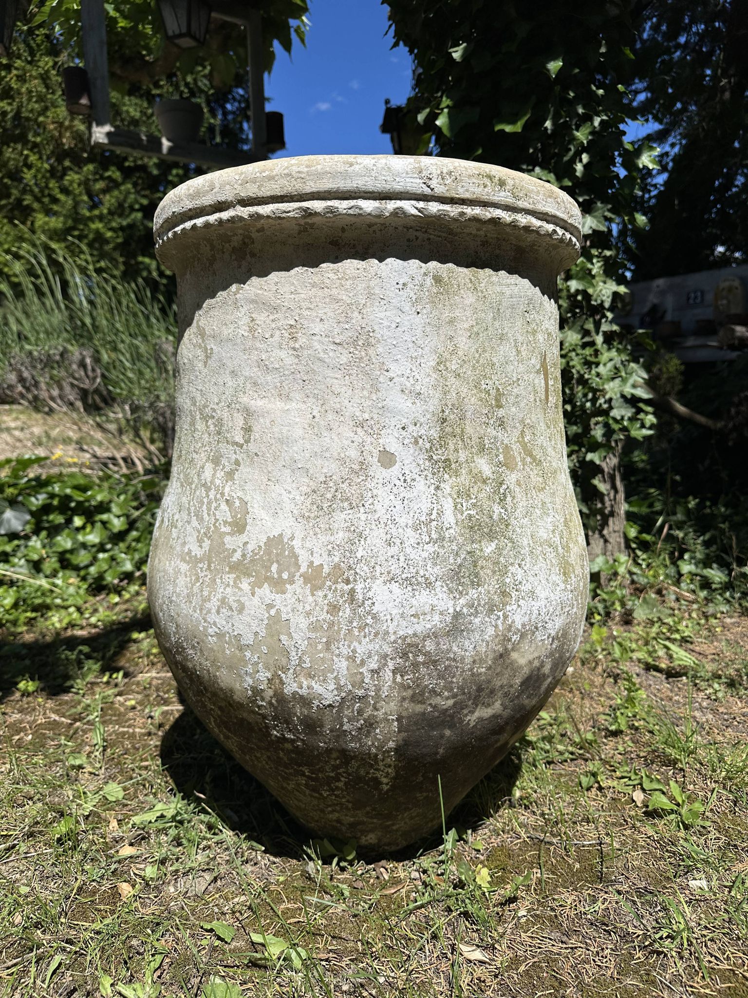 Ancient terracotta pottery jar from the 19th century.