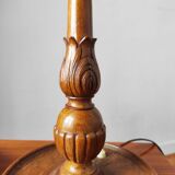 Pair of antique carved wooden lamps