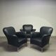 3 x rare armchair / model Turn / black leather / Bert Plantagie in mint condition.
