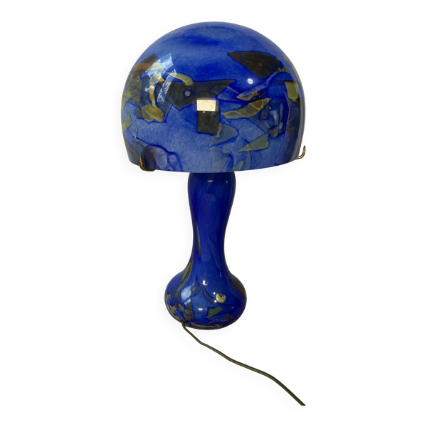Lampe vintage champignon en cristal coloré et laiton doré