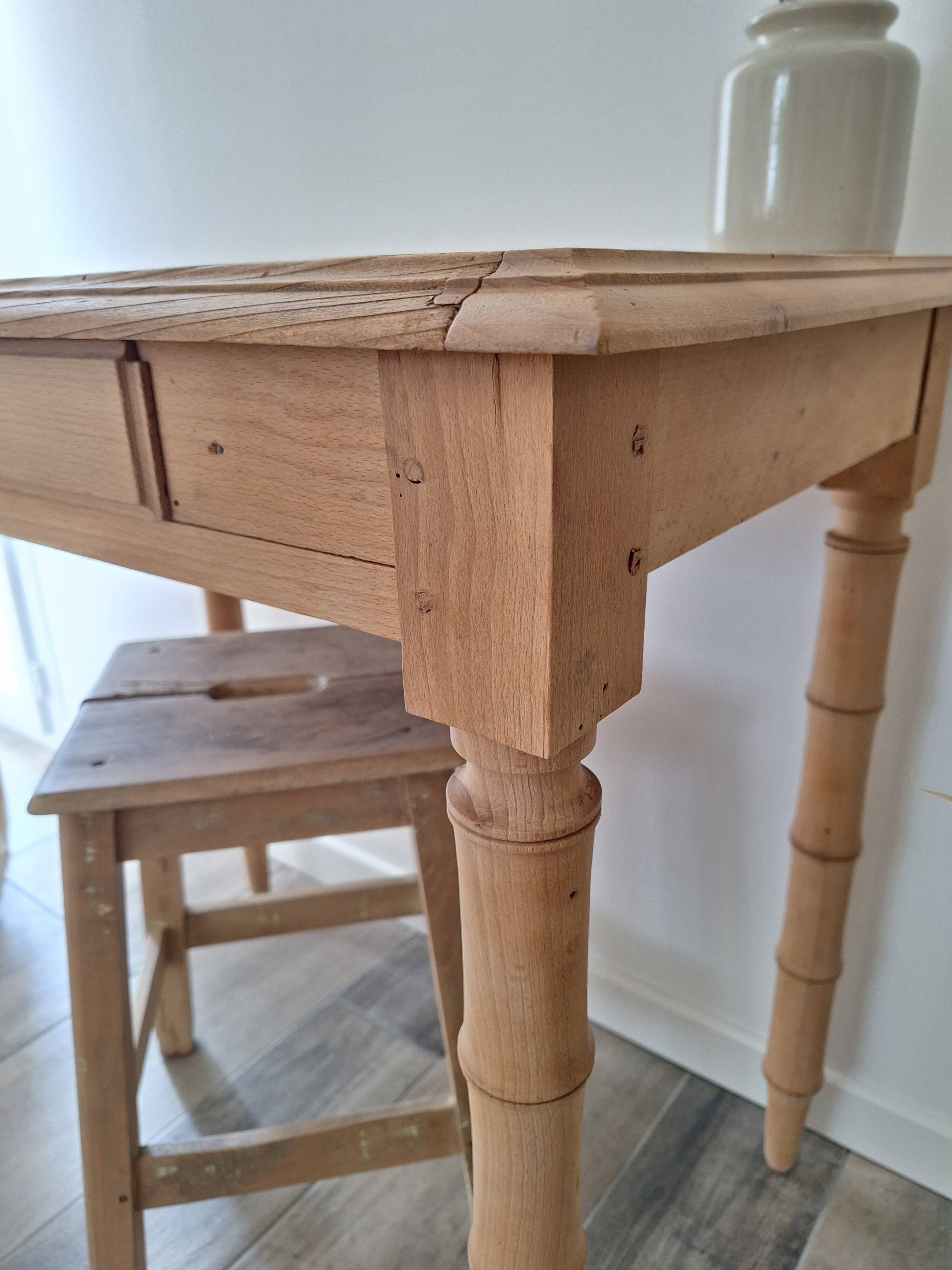 Old beech wood bureau/console/side table with bamboo legs.