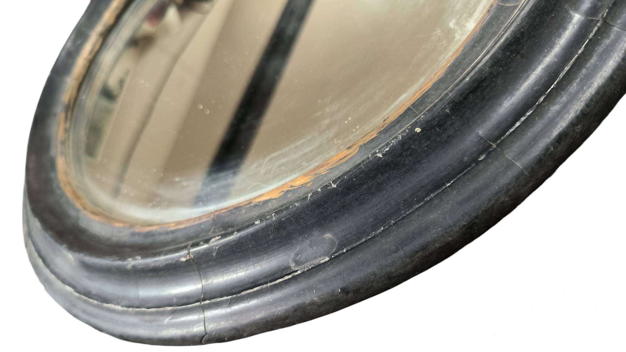 Antique oval wooden mirror