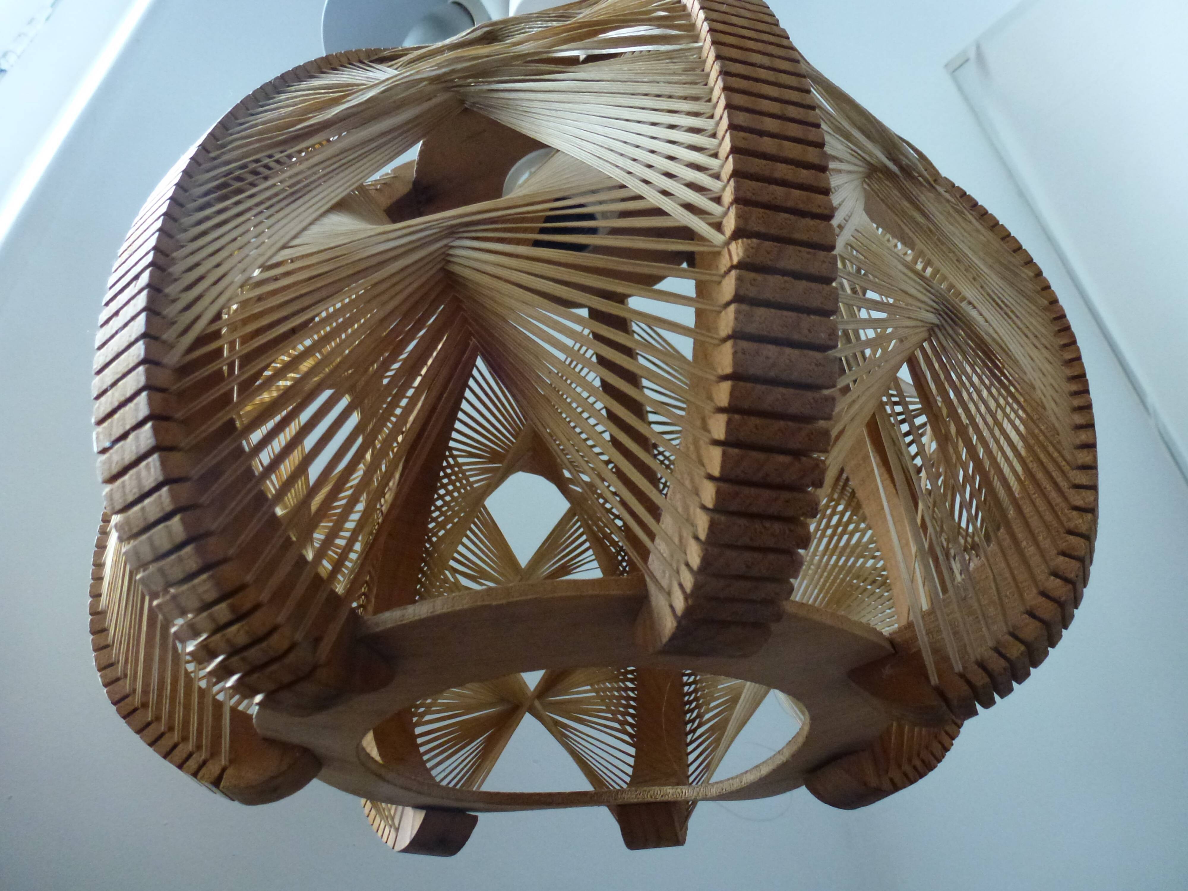 Hanging wood braided yarns Scandinavian design 60-70