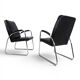 Set of 2 tubular steel Bauhaus Streamline leather armchairs, 1930.