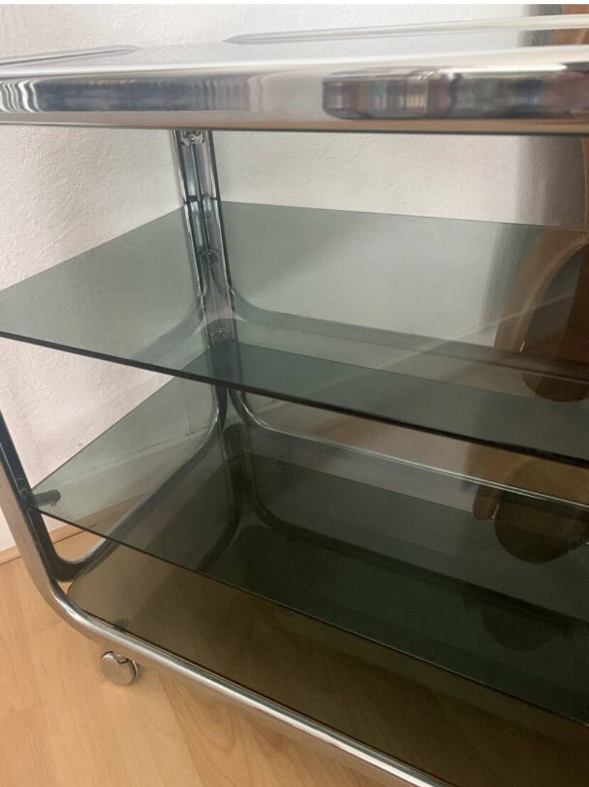 Vintage chrome and smoked glass serving trolley