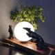 Lampe art déco marbre globe opaline et lévriers en régule, 1930