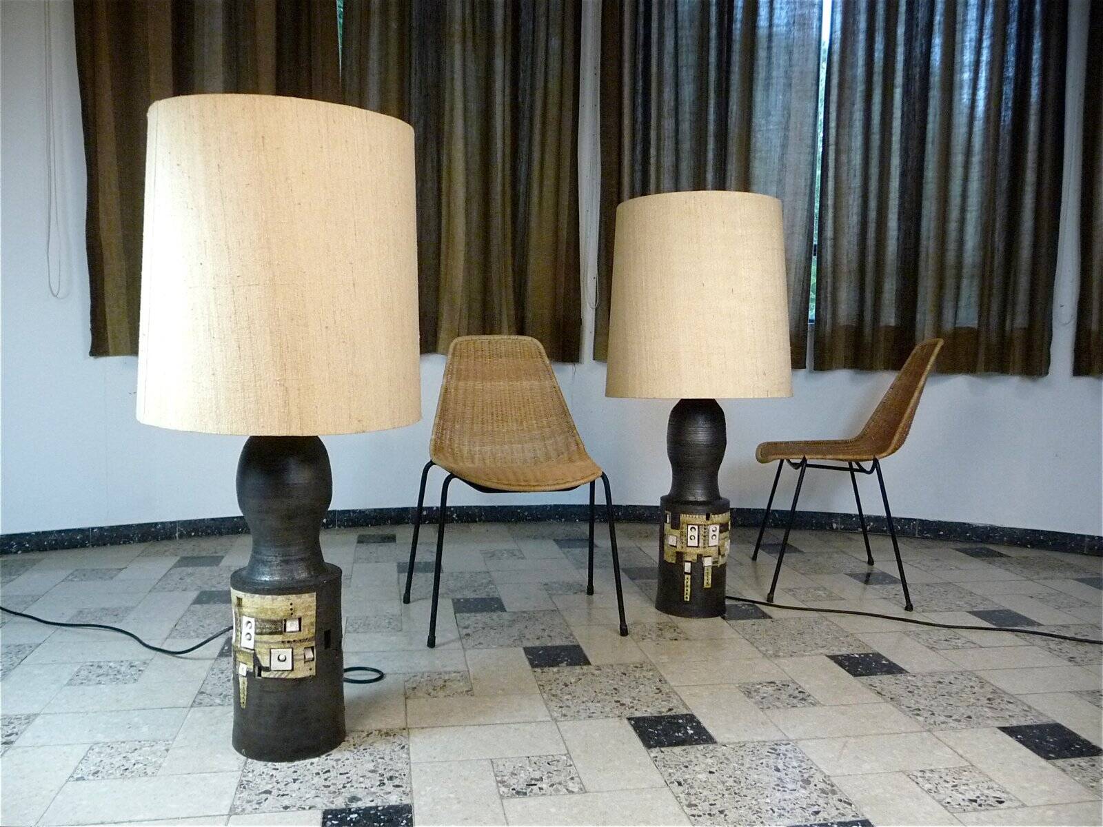 Ceramic table lamps by Georges Pelletier for Accolay France 1960s, Set of 2