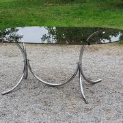 Dining table from the 70s top smoked glass base chrome
