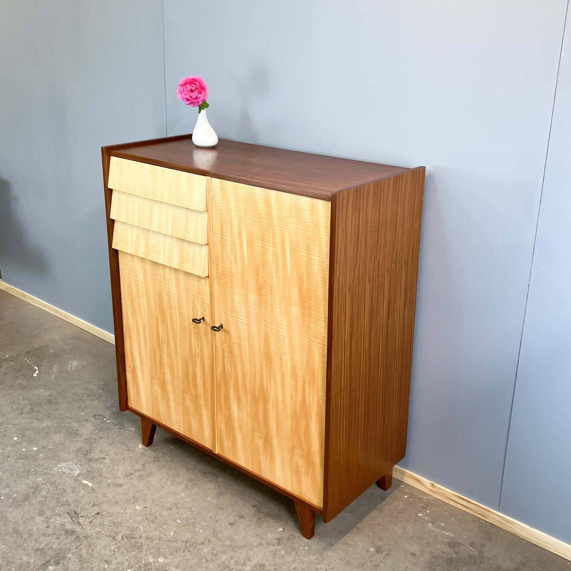 Highboard, striped maple, 1960s