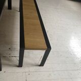 Table with Fermob bench in natural wood and iron