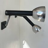 Pair of vintage wall lights, chrome and matte black metal, France 1960