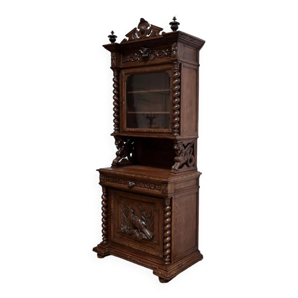 Meuble vitrine en chêne, style Louis XIII, fin XIXème