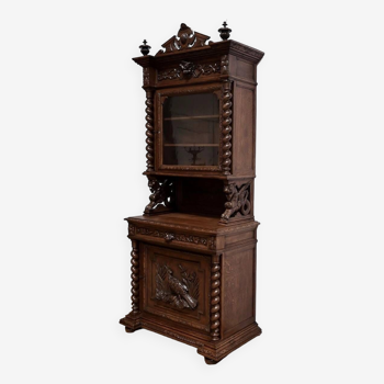 Narrow Oak Display Cabinet, Louis XIII style – Late 19th century