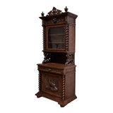 Narrow Oak Display Cabinet, Louis XIII style – Late 19th century