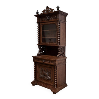 Narrow Oak Display Cabinet, Louis XIII style – Late 19th century