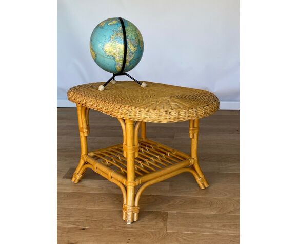 Rattan table 1970 4 feet french work double top
