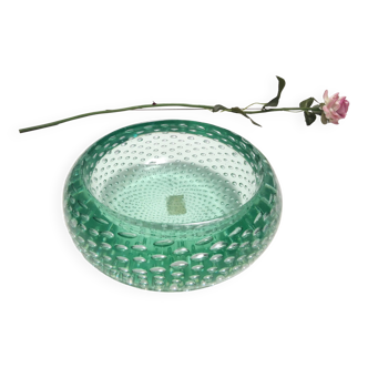Vintage Aquamarine Bullicante Murano Glass Ashtray - Trinket Bowl