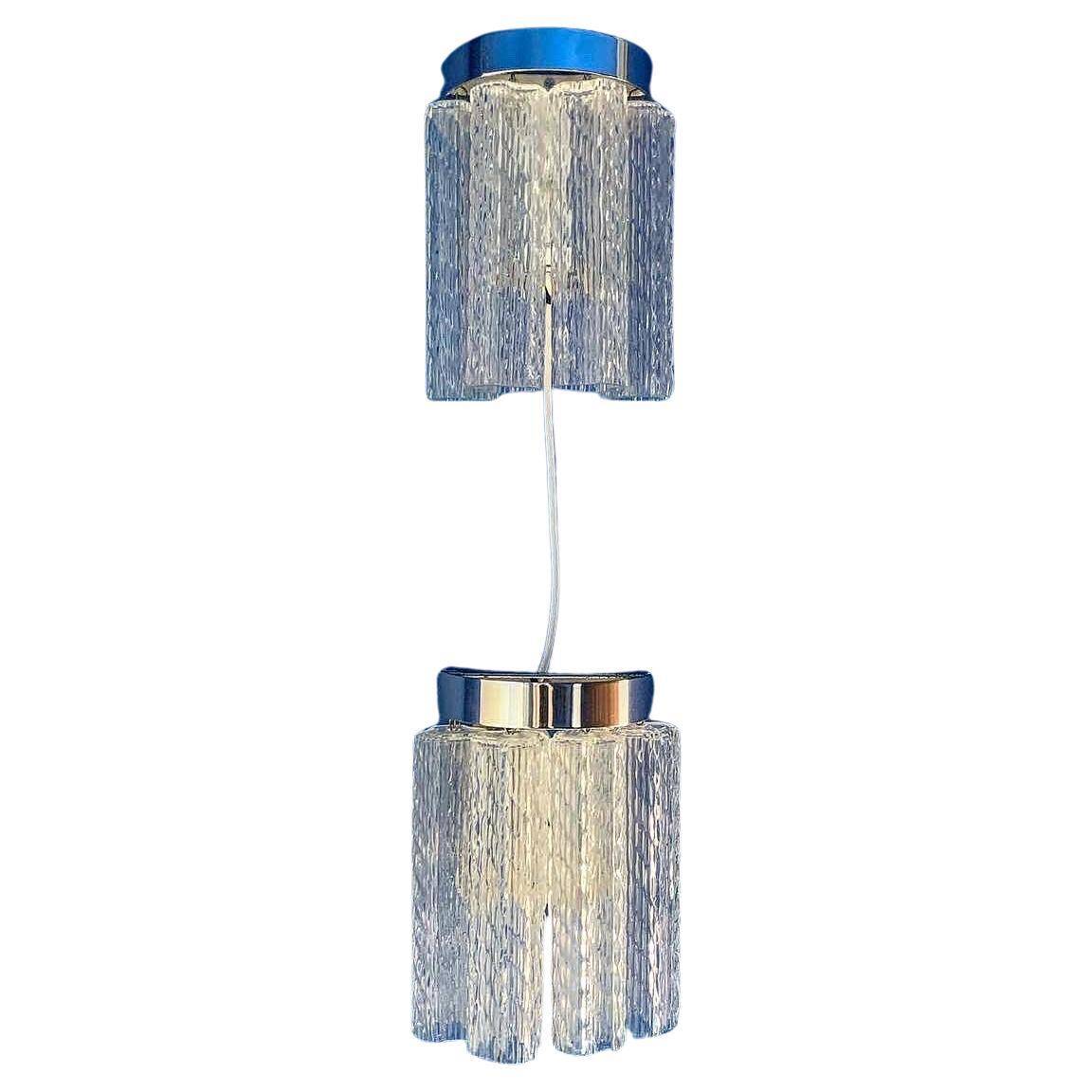 Set of two wall sconces in Murano glass and chromed metal, Italian Decorative
