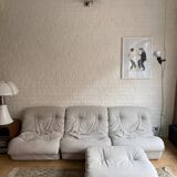 Modular sofa with 3 armchairs and pouf