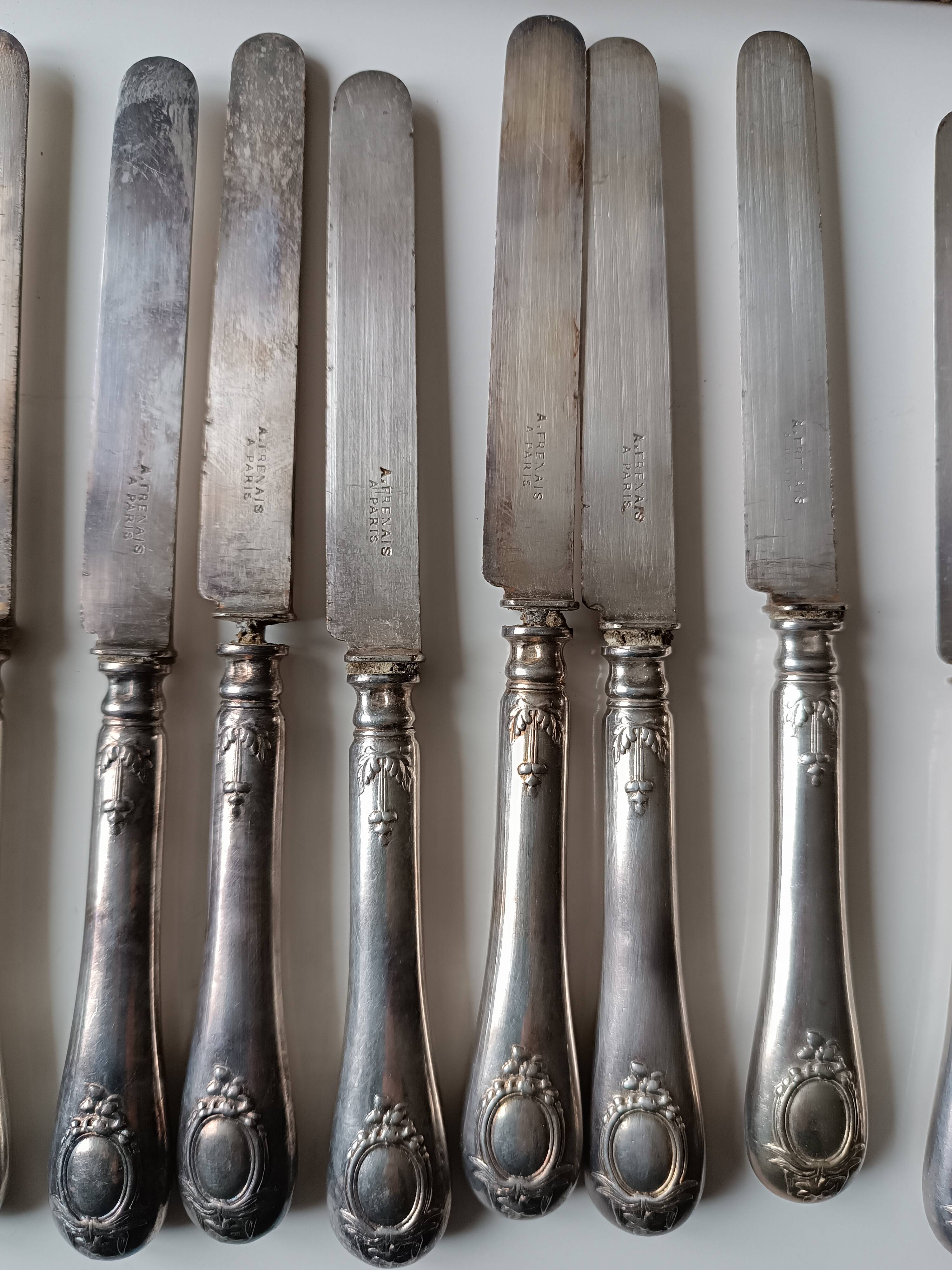 Cutlery set 12 knives Silver-plated metal Armand Frenais Silverware