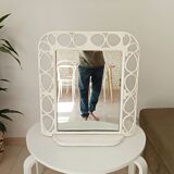 Antique 1930s enamelled cast iron shelf mirror