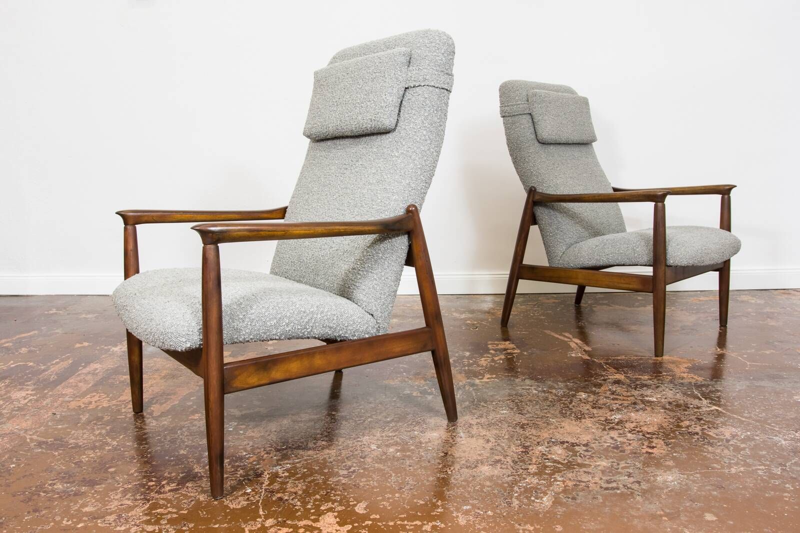 Mid-century high back armchairs by Edmund Homa, GFM, Poland, 1960s, set of