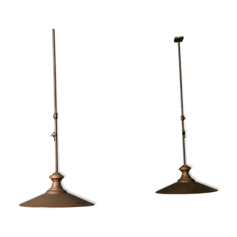 Pair of Italian suspensions in antique copper Aldo Bernardi