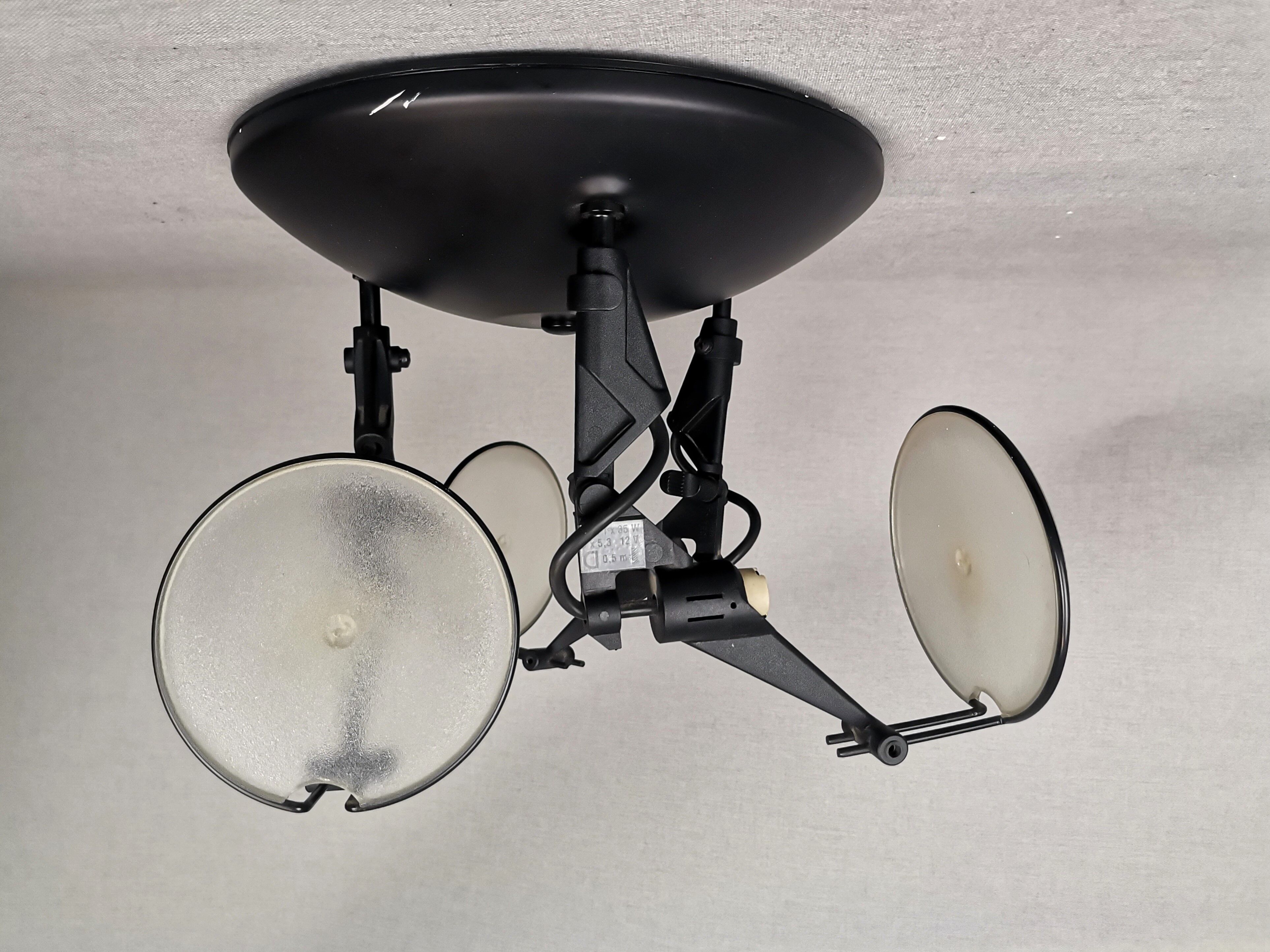 Industrial style Black 3 spot floodlight flush mount ceiling lamp
