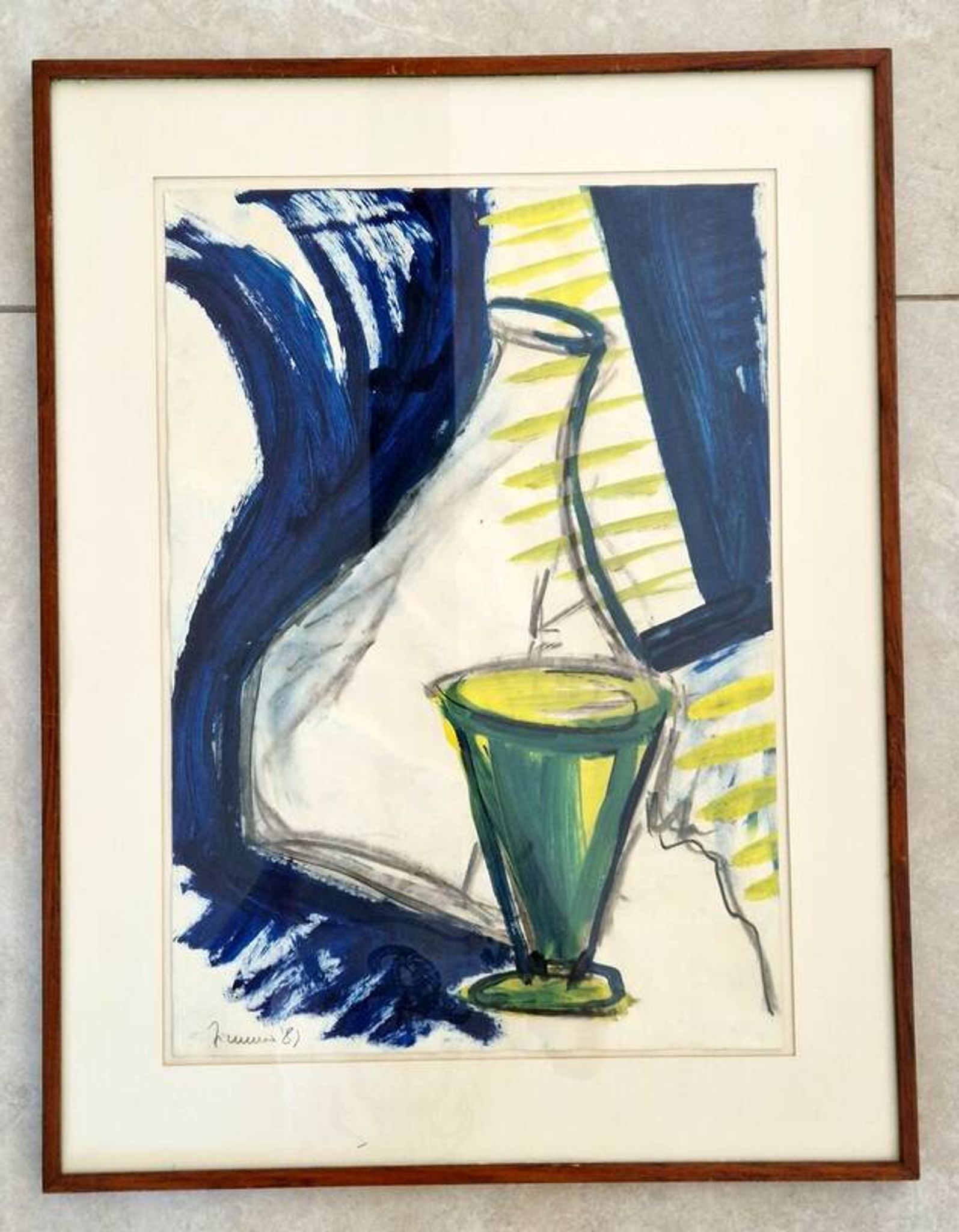 Bernd Zimmer (Born 1948) Gouache on paper - Abstract still life