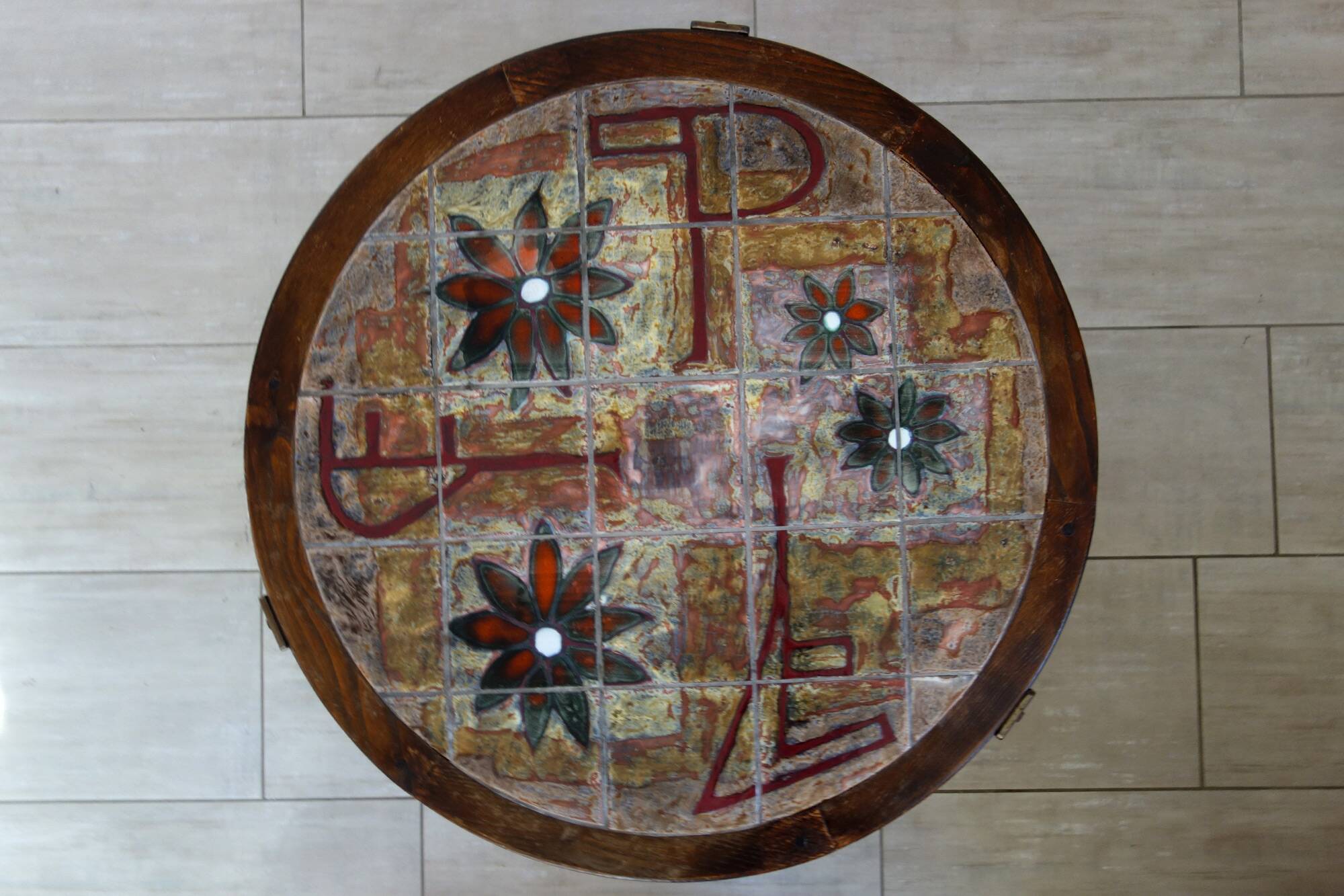 Vallauris metal and ceramic coffee table, 1960s