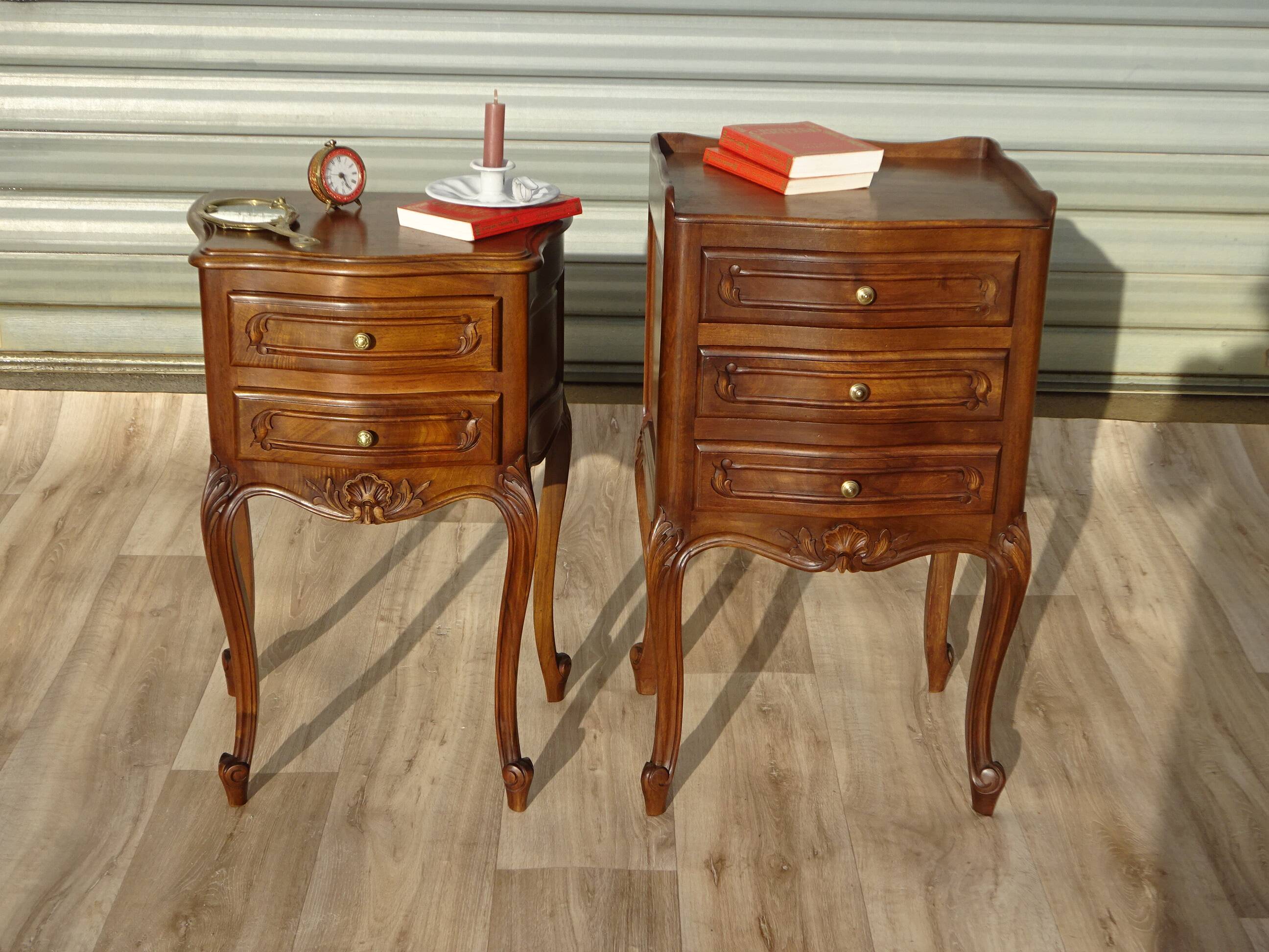 Louis XV bedside table in solid walnut