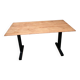 Unique wooden table with metal industrial legs.