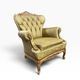 Vintage olive green baroque armchair / single seat / sofa