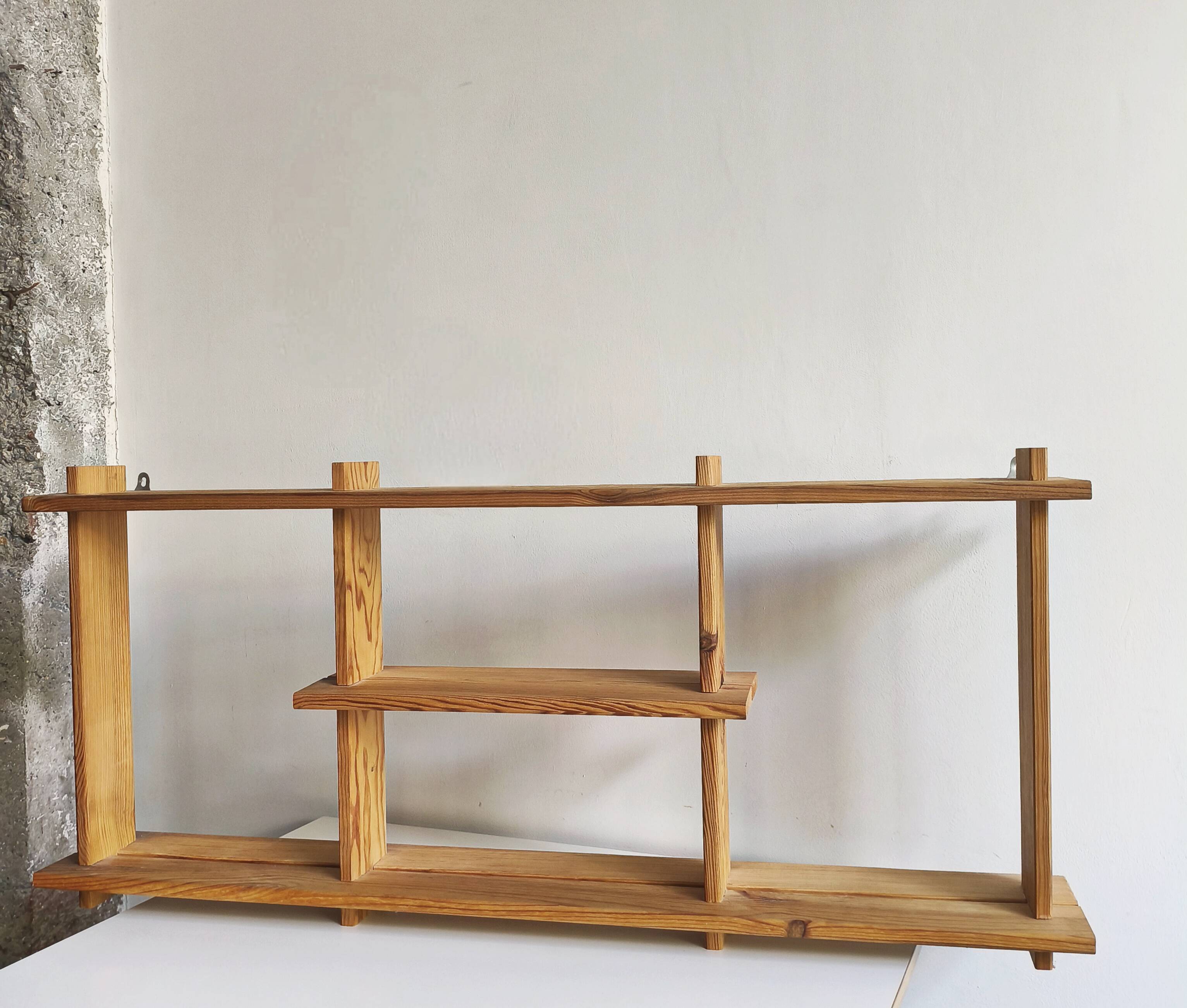 Solid pine shelf in 80s Maison Regain style