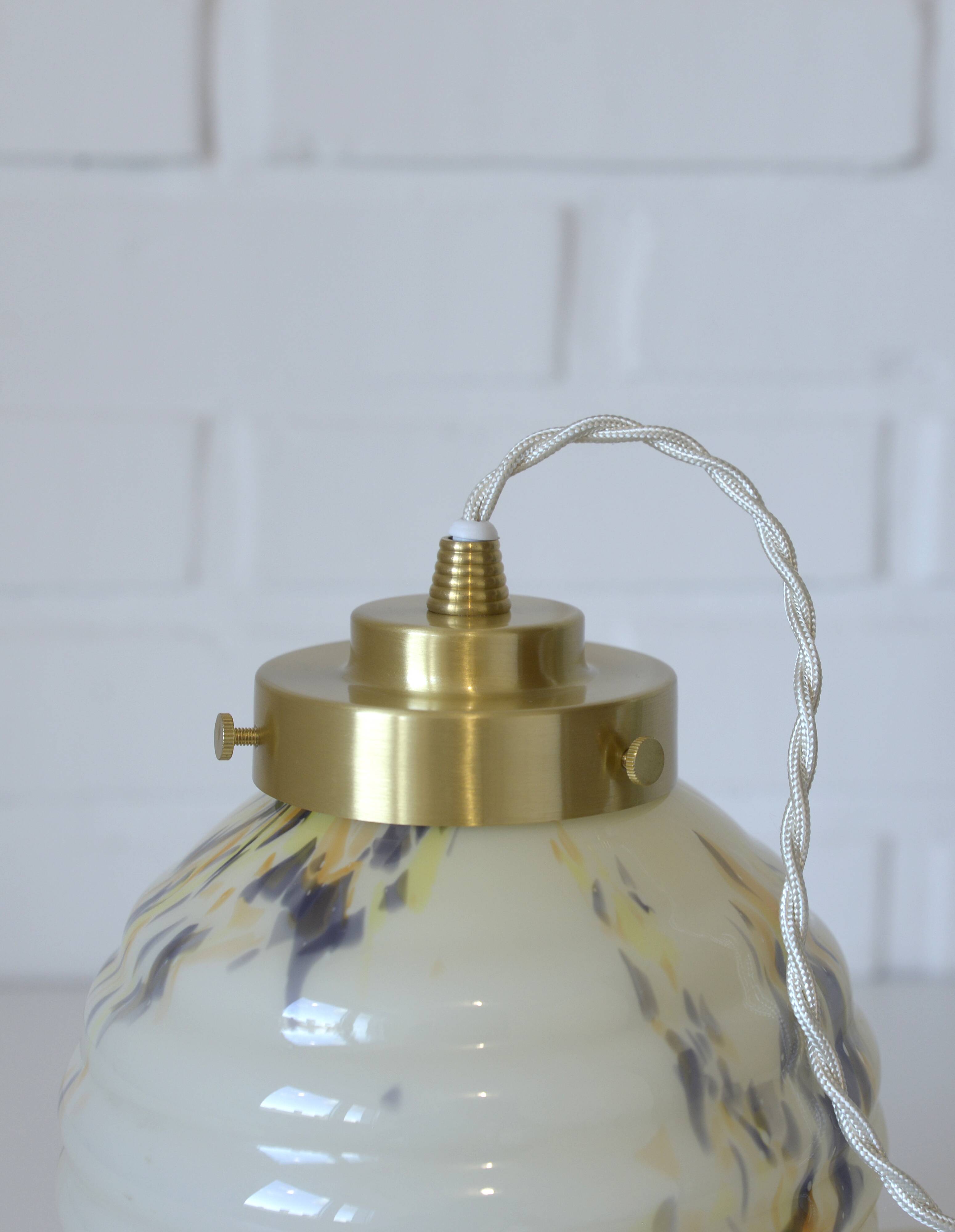 Art Deco redesign pendant lamp  / marbled glass antique hanging lamp