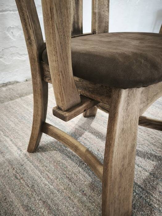 Dutch brutalist solid oak armchair with reupholstered leather seat, 1970s