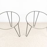 Pair of wicker "basket" armchairs