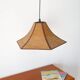 Hexagonal pendant light in brown rattan, 1970