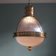 Holophane pendant lamp in prismatic glass and brass, 1920s-30s