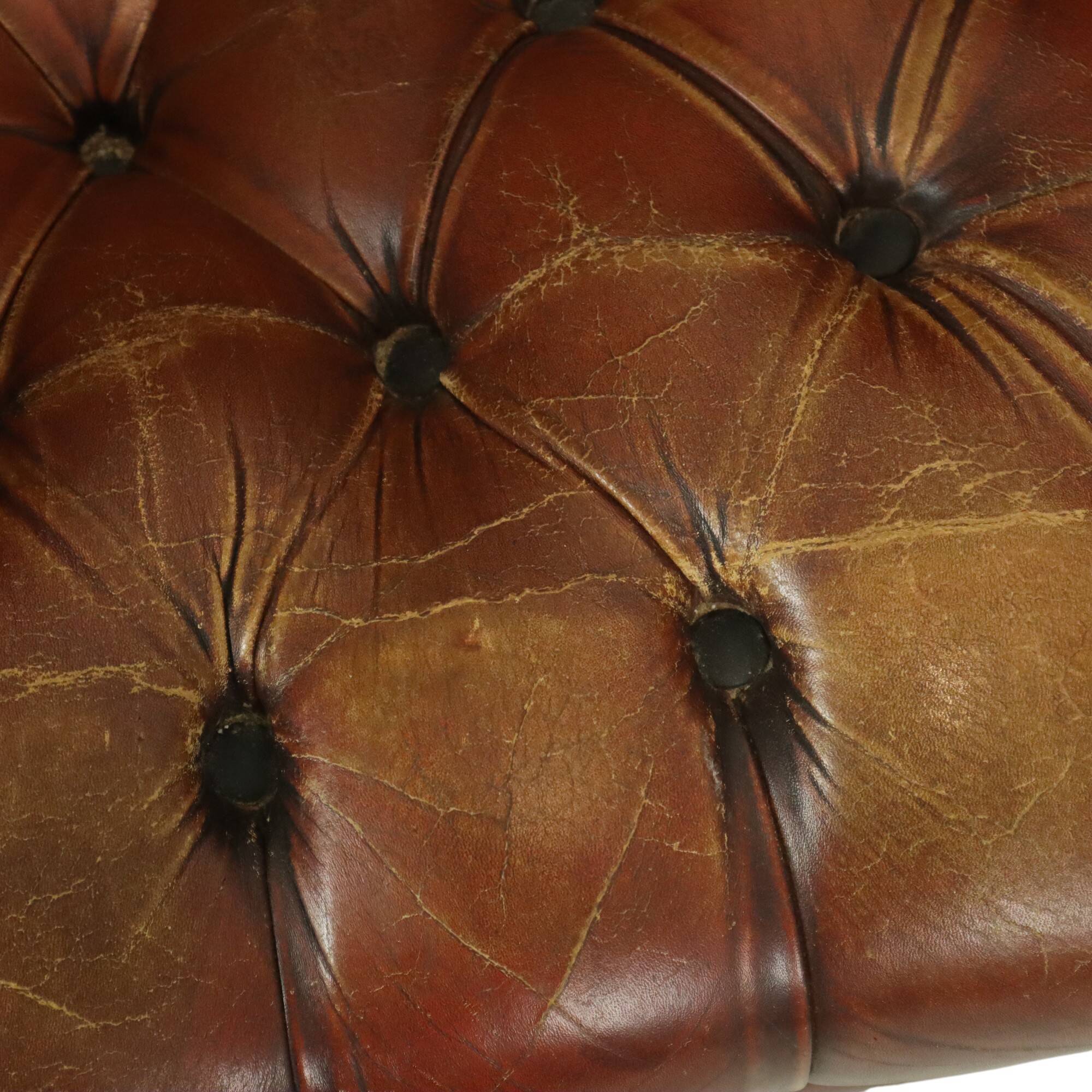 Antique Chesterfield armchair Brown leather wingback chair