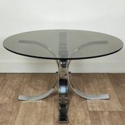 Chromed metal and smoked glass coffee table, 1970s