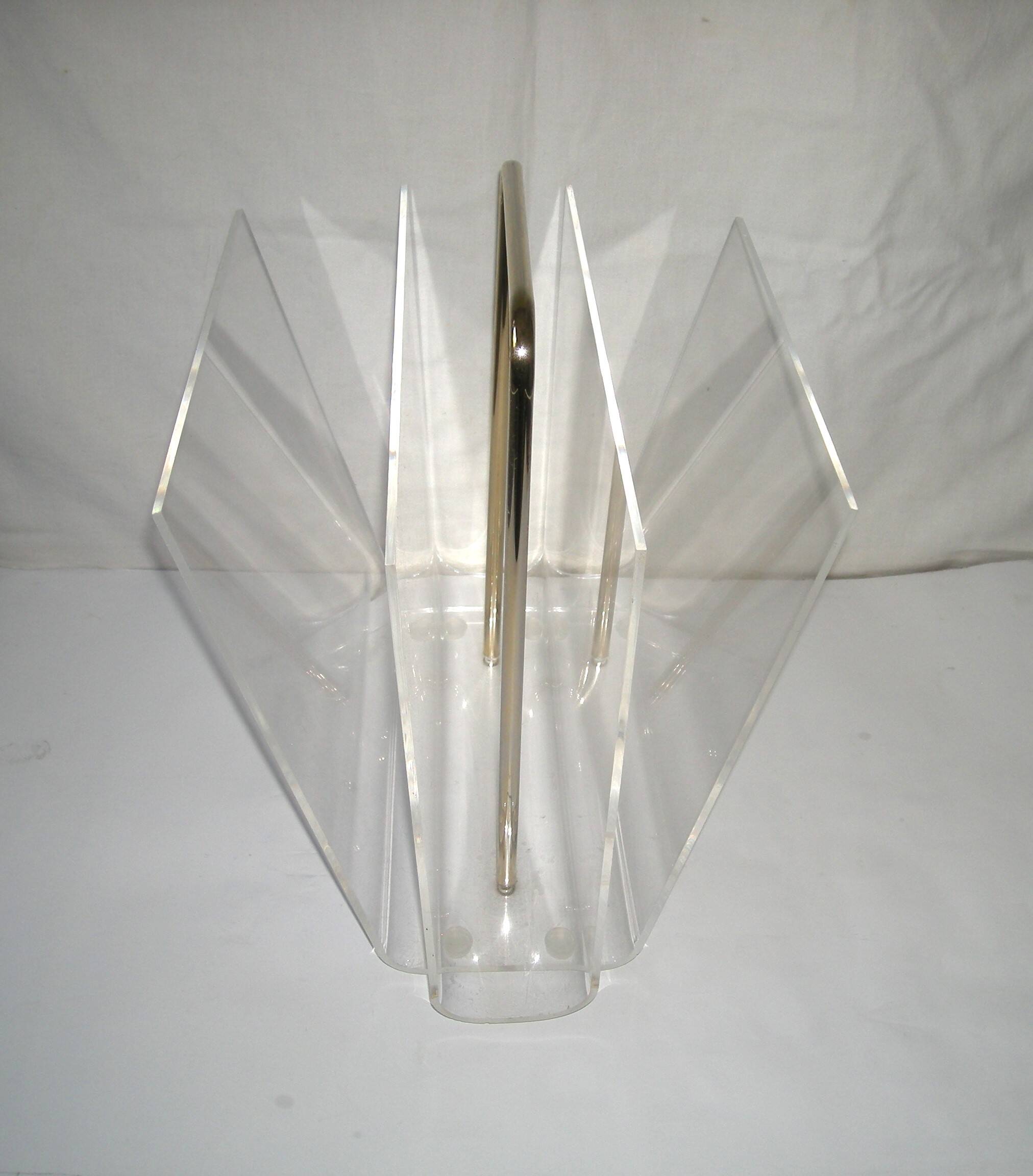 1970s plexiglass magazine rack
