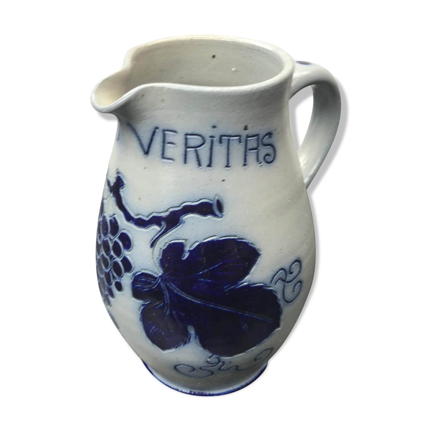 Former betschdorf pitcher blue sandstone enamelled decor vintage vines