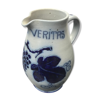 Former betschdorf pitcher blue sandstone enamelled decor vintage vines