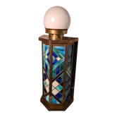 Stained glass lamp, art deco brass frame, 60x30