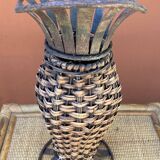 Wicker and metal vase