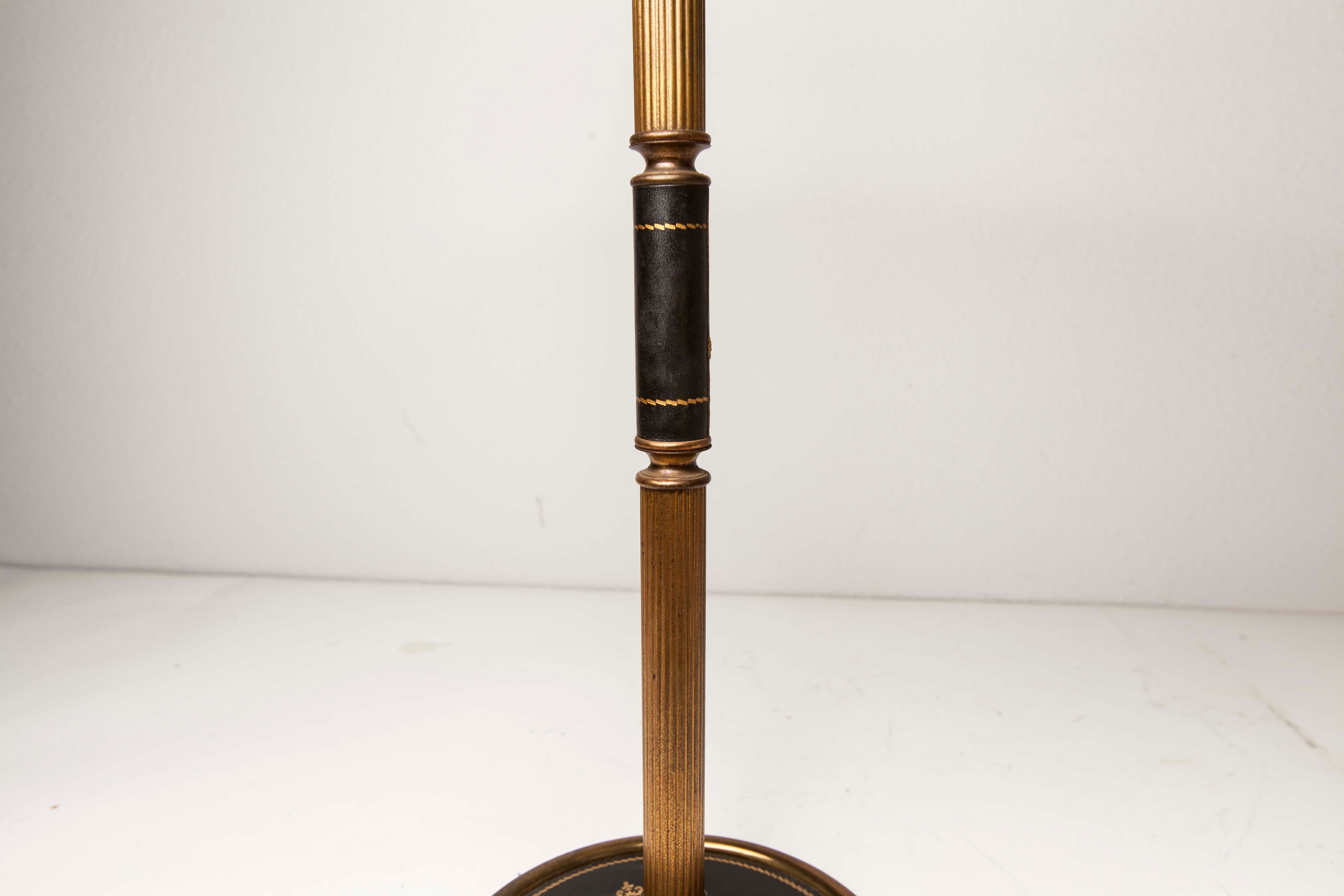 Ashtray on feet 60s gold, glass and leather