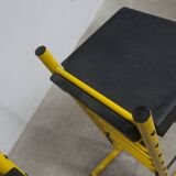 Paire de tabouret de bar italien ajustables jaune laqué et noir