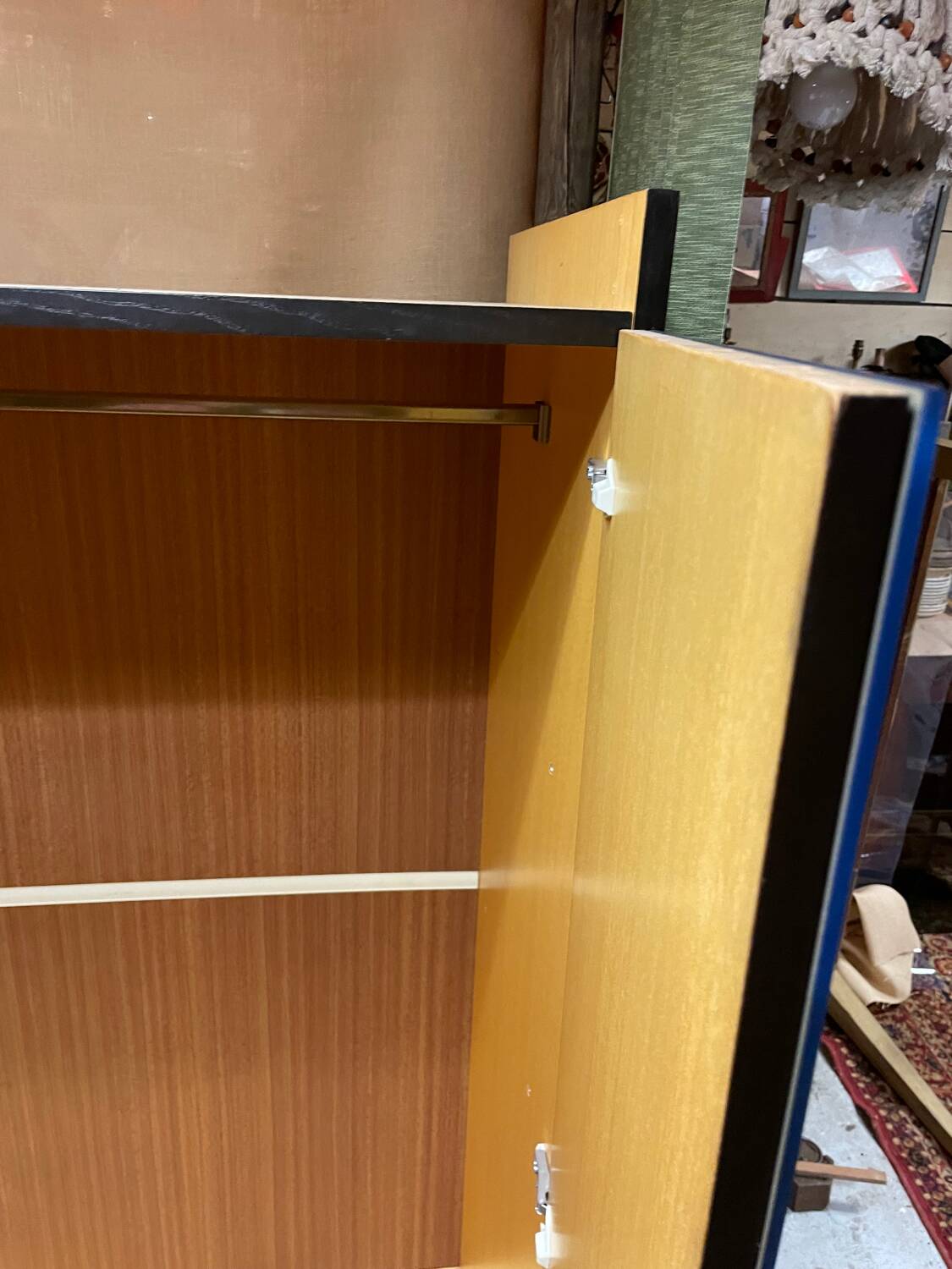 Vintage blue mirror wardrobe from the 70s.