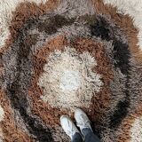 Round vintage wool rug